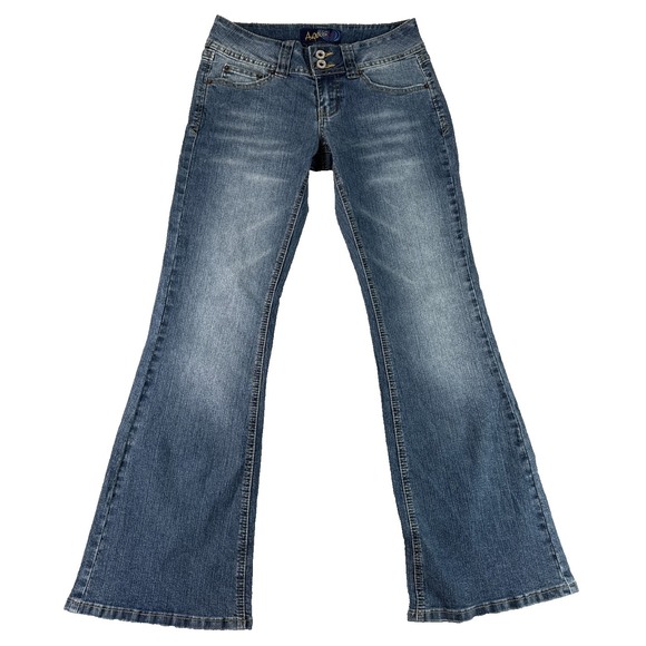 Angels Denim - Angels Jeans Womens 5 Short Blue Flare Bootcut Stretch Low Rise Denim Pants